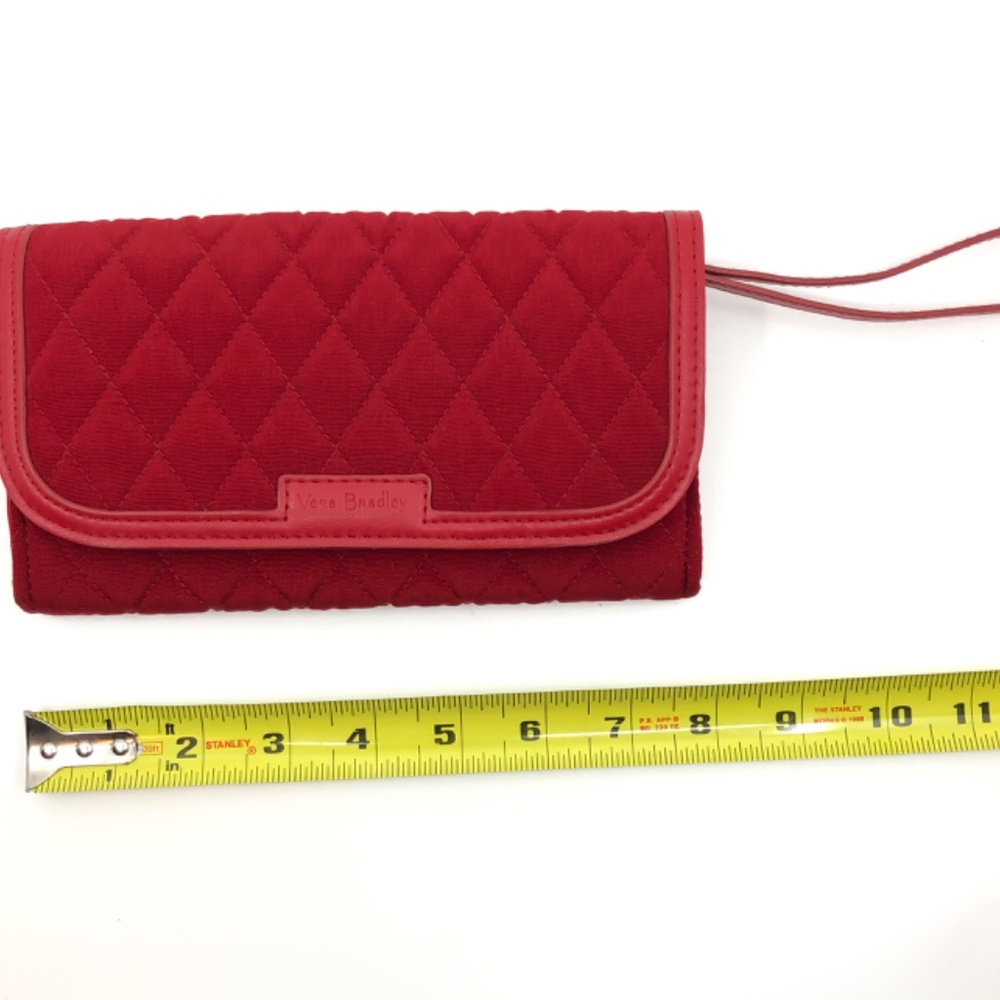 Vera Bradley.Red quilted RFID wallet with strap